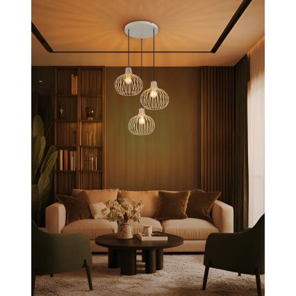 Globo - Lustre suspenso com cabo 3xE27/40W/230V bege