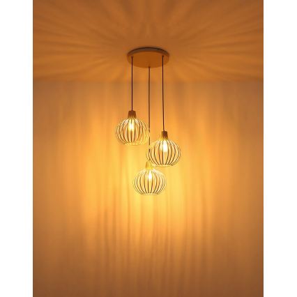Globo - Lustre suspenso com cabo 3xE27/40W/230V bege