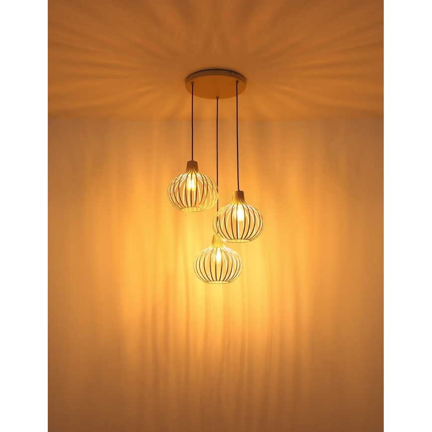 Globo - Lustre suspenso com cabo 3xE27/40W/230V bege