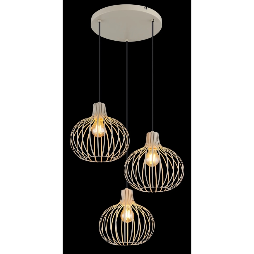 Globo - Lustre suspenso com cabo 3xE27/40W/230V bege