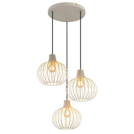 Globo - Lustre suspenso com cabo 3xE27/40W/230V bege