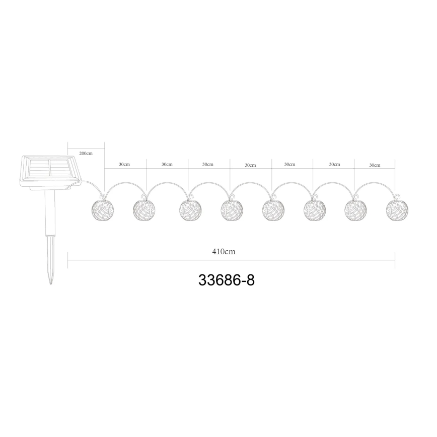 Globo - Fio decorativo solar LED 98xLED/0,1W/3V 410 cm IP44 600 mAh