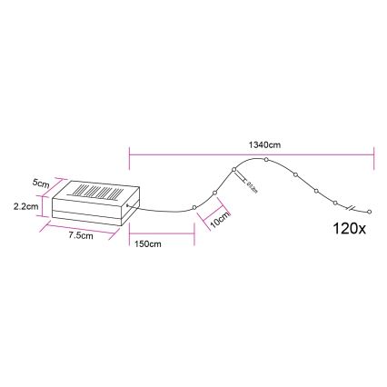 Globo - Guirlanda solar LED 120 LEDs/3,2 V IP44 13,4 m 600 mAh
