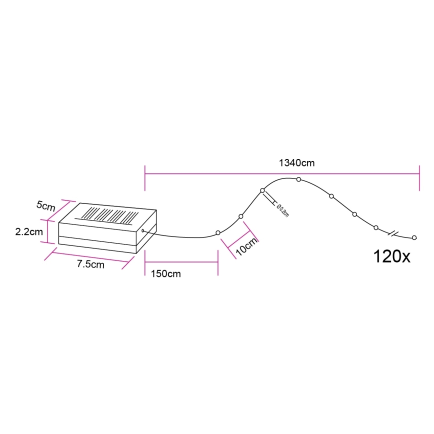Globo - Guirlanda solar LED 120 LEDs/3,2 V IP44 13,4 m 600 mAh