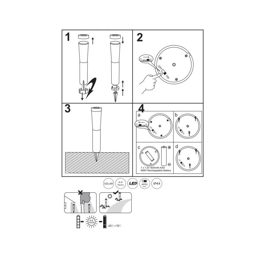 Globo - CONJUNTO 2x Luzes solares LED LED/0,1W/3V 6000K IP44 400 mAh