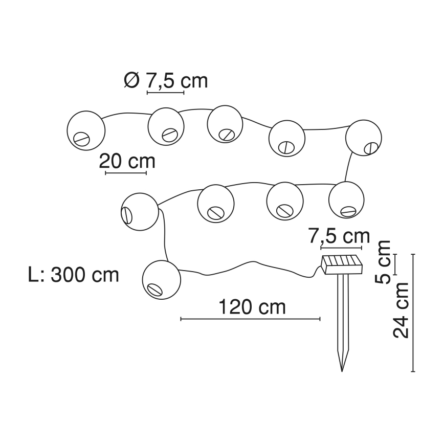 Globo - Corrente solar LED 10xLED/0,06W/1,2V IP44