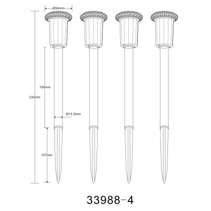 Globo - CONJUNTO 4x Lâmpada Solar LED LED/0,06W/1,2V IP44 100 mAh