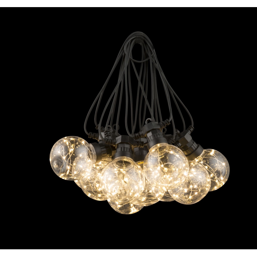 Globo - Fio decorativo LED para exterior 10xLED/0,27W/230V 7,5 m IP44 preto