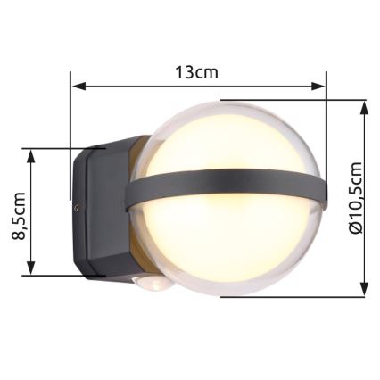 Globo - Iluminação de parede exterior LED LED/12W/230V IP54 preto