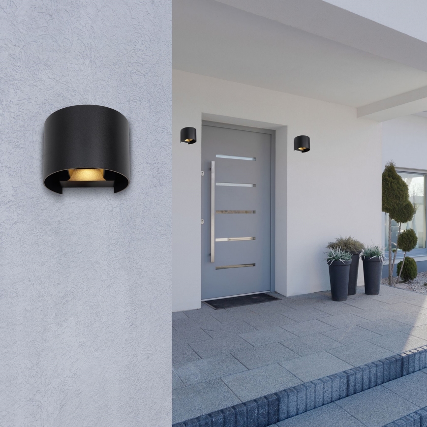 Globo - Aplique de parede LED para exterior 2x LED de 3W, 230V, IP54, preto
