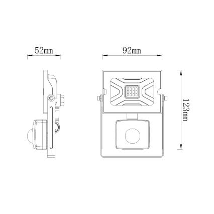 Globo - Holofote LED com sensor LED/10W/230V IP44