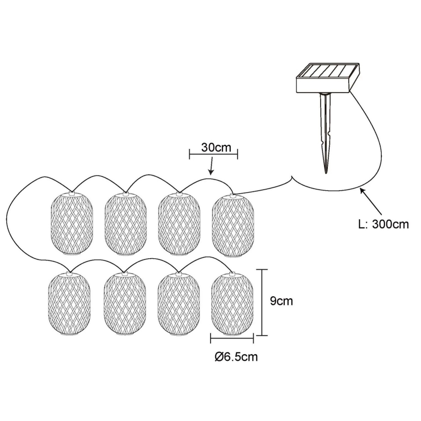 Globo - Fio de luz solar LED/0,06W/3V 650 cm IP44 400 mAh