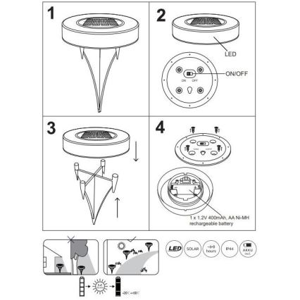 Globo - CONJUNTO 2x Iluminação solar LED LED/0,8W/3V 3200K IP44