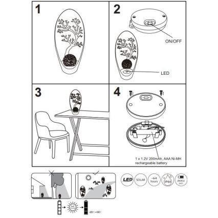Globo - Iluminação solar LED LED/0,06W/3,2V IP44 200 mAh árvore