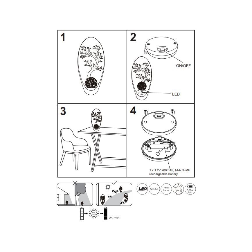 Globo - Iluminação solar LED LED/0,06W/3,2V IP44 200 mAh árvore