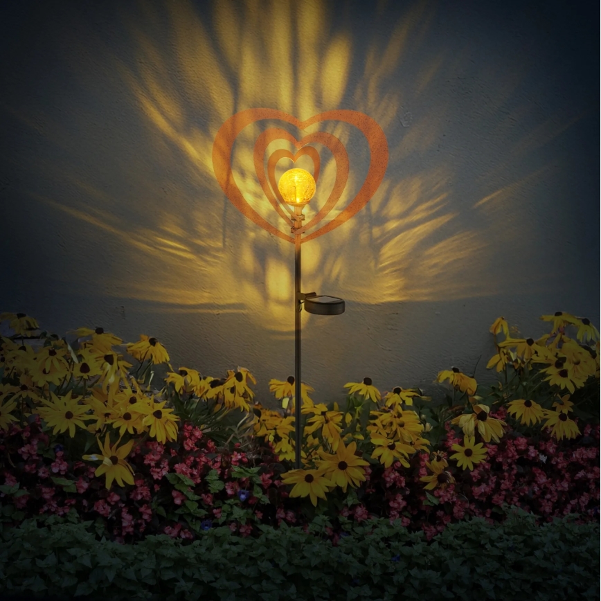 Globo - Candeeiro solar LED LED/3V IP44 300 mAh coração enferrujado