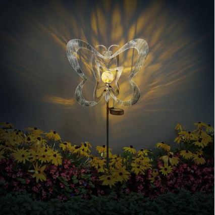 Globo - Luminária solar LED/3V IP44 300 mAh - borboleta prateada