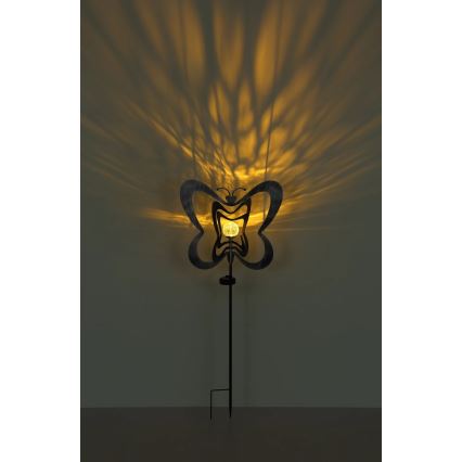 Globo - Luminária solar LED/3V IP44 300 mAh - borboleta prateada
