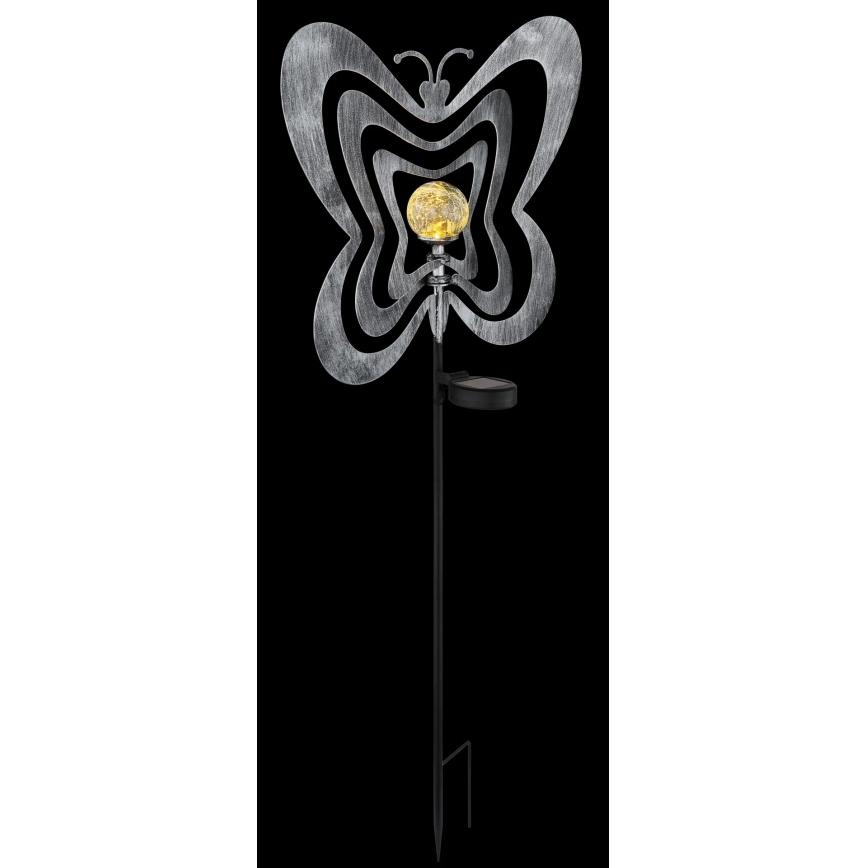 Globo - Luminária solar LED/3V IP44 300 mAh - borboleta prateada