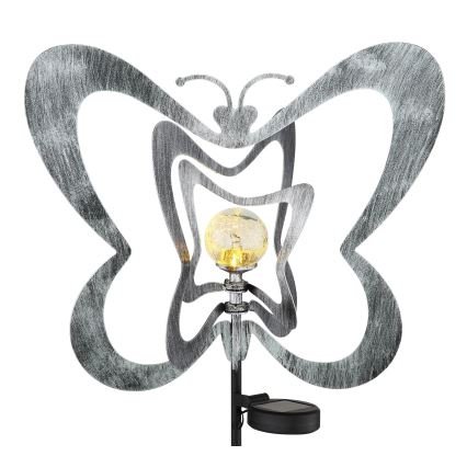 Globo - Luminária solar LED/3V IP44 300 mAh - borboleta prateada