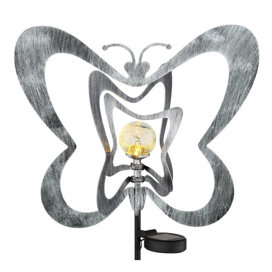 Globo - Luminária solar LED/3V IP44 300 mAh - borboleta prateada