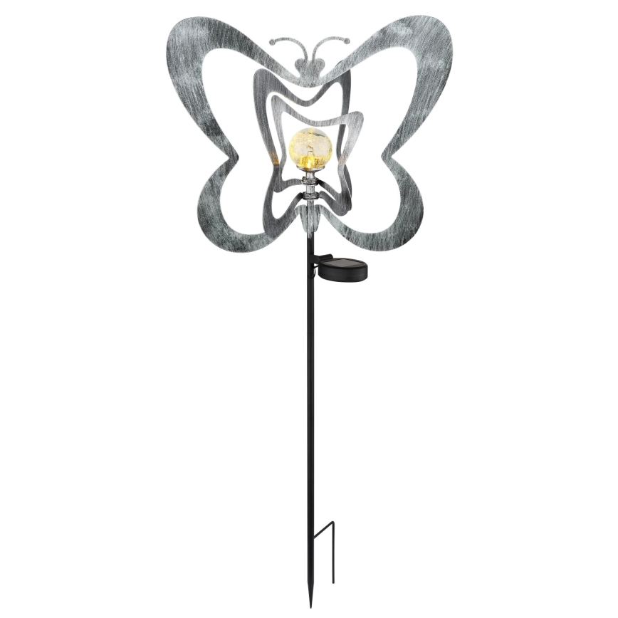 Globo - Luminária solar LED/3V IP44 300 mAh - borboleta prateada