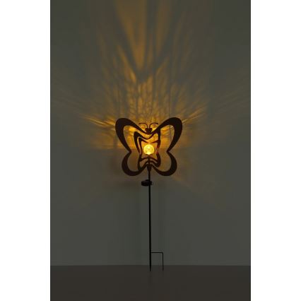 Globo - Candeeiro solar LED LED/3V IP44 300 mAh borboleta enferrujada