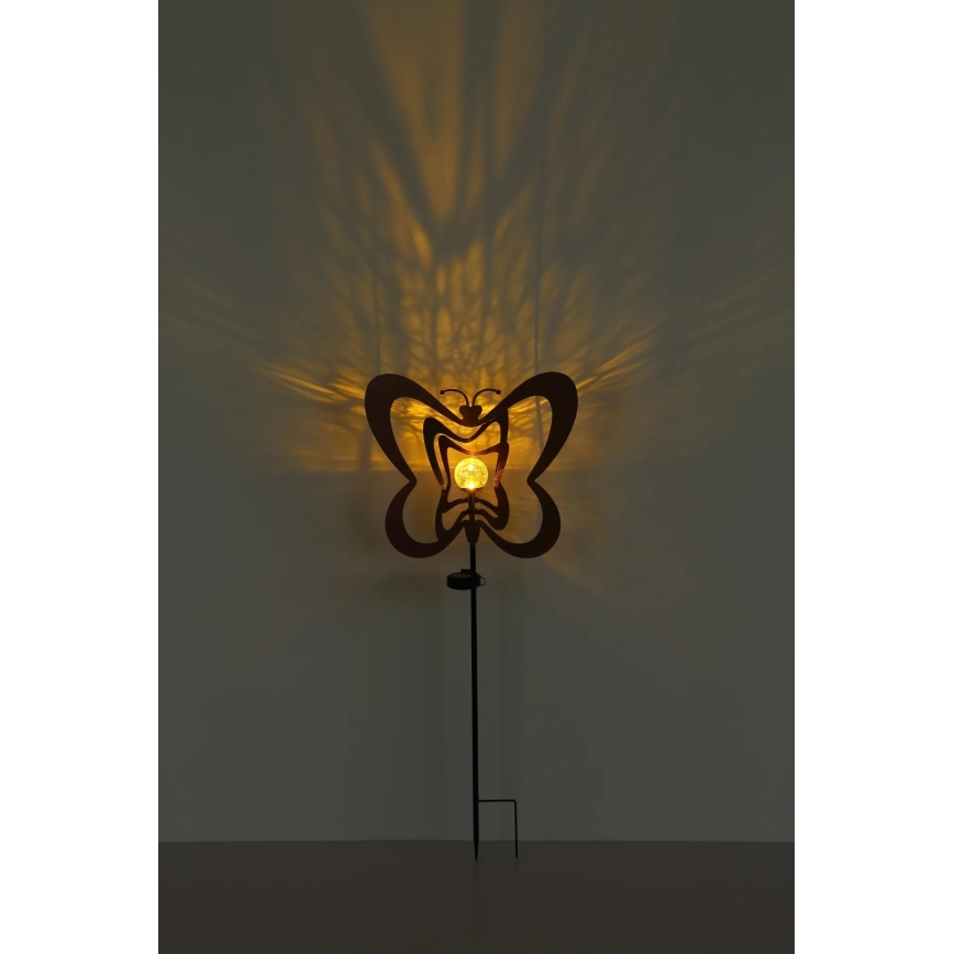 Globo - Candeeiro solar LED LED/3V IP44 300 mAh borboleta enferrujada