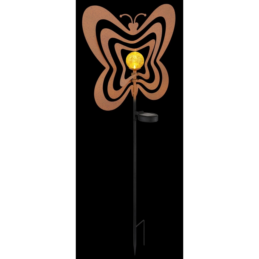 Globo - Candeeiro solar LED LED/3V IP44 300 mAh borboleta enferrujada