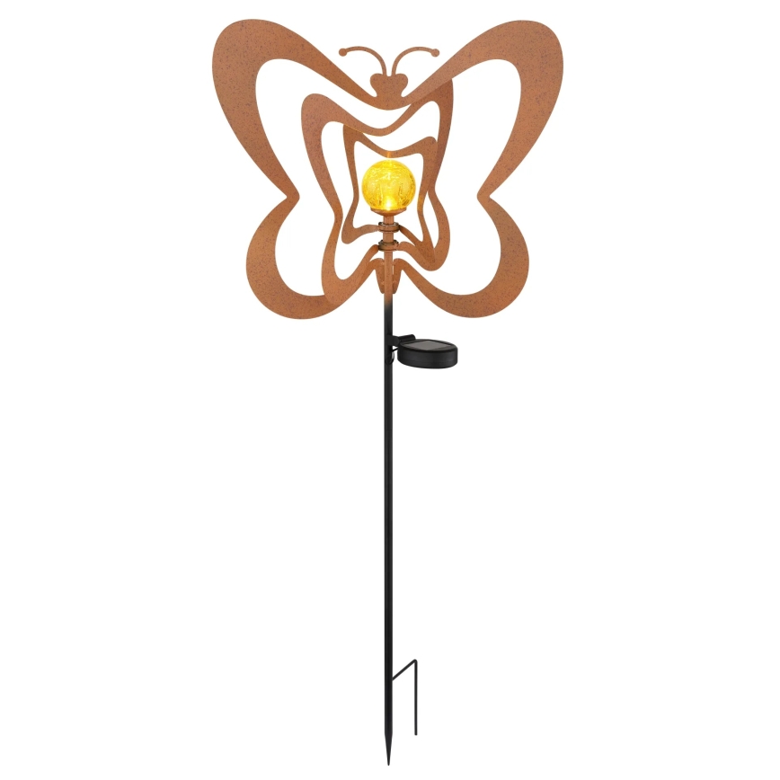 Globo - Candeeiro solar LED LED/3V IP44 300 mAh borboleta enferrujada