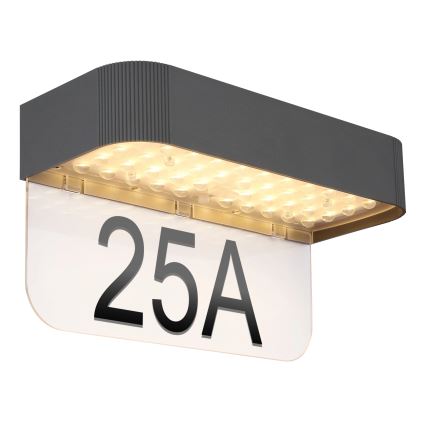 Globo - Número LED solar para casa/6W/3,7V IP54 1800 mAh