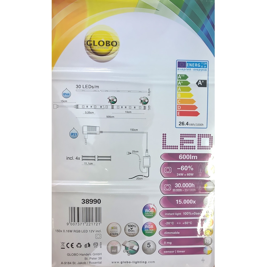 Globo 38990 - Tira de casa de banho LED RGB LED BAND 150xLED/0,16W IP44