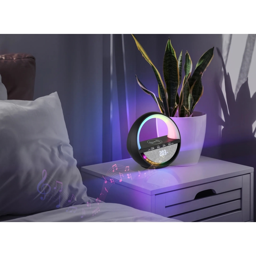 Globo - Lâmpada de mesa recarregável tátil LED RGBW com altifalante e carregamento sem fios QI LED/3,5W/5V 1800 mAh