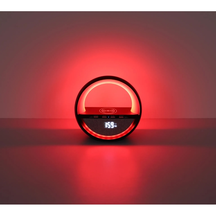 Globo - Lâmpada de mesa recarregável tátil LED RGBW com altifalante e carregamento sem fios QI LED/3,5W/5V 1800 mAh