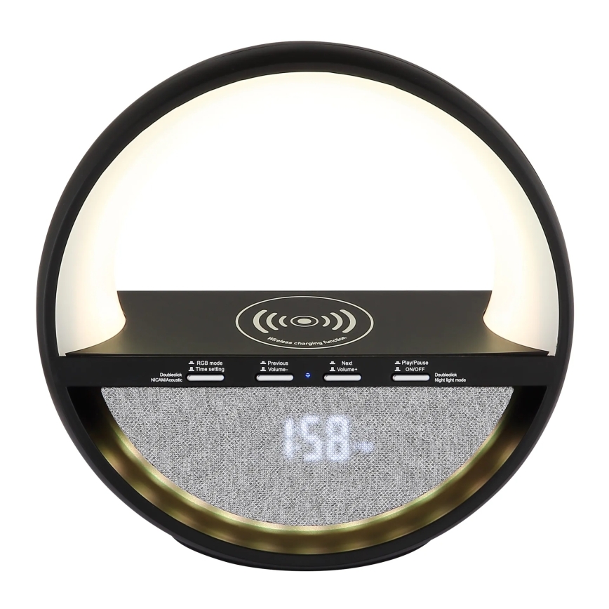 Globo - Lâmpada de mesa recarregável tátil LED RGBW com altifalante e carregamento sem fios QI LED/3,5W/5V 1800 mAh