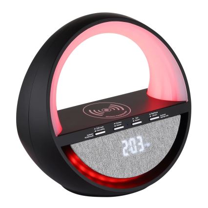Globo - Lâmpada de mesa recarregável tátil LED RGBW com altifalante e carregamento sem fios QI LED/3,5W/5V 1800 mAh