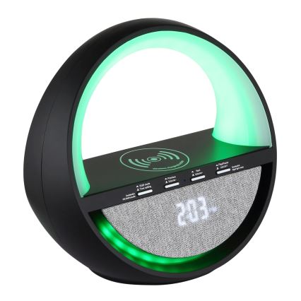 Globo - Lâmpada de mesa recarregável tátil LED RGBW com altifalante e carregamento sem fios QI LED/3,5W/5V 1800 mAh