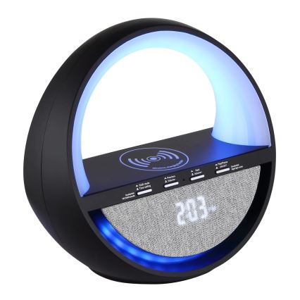 Globo - Lâmpada de mesa recarregável tátil LED RGBW com altifalante e carregamento sem fios QI LED/3,5W/5V 1800 mAh