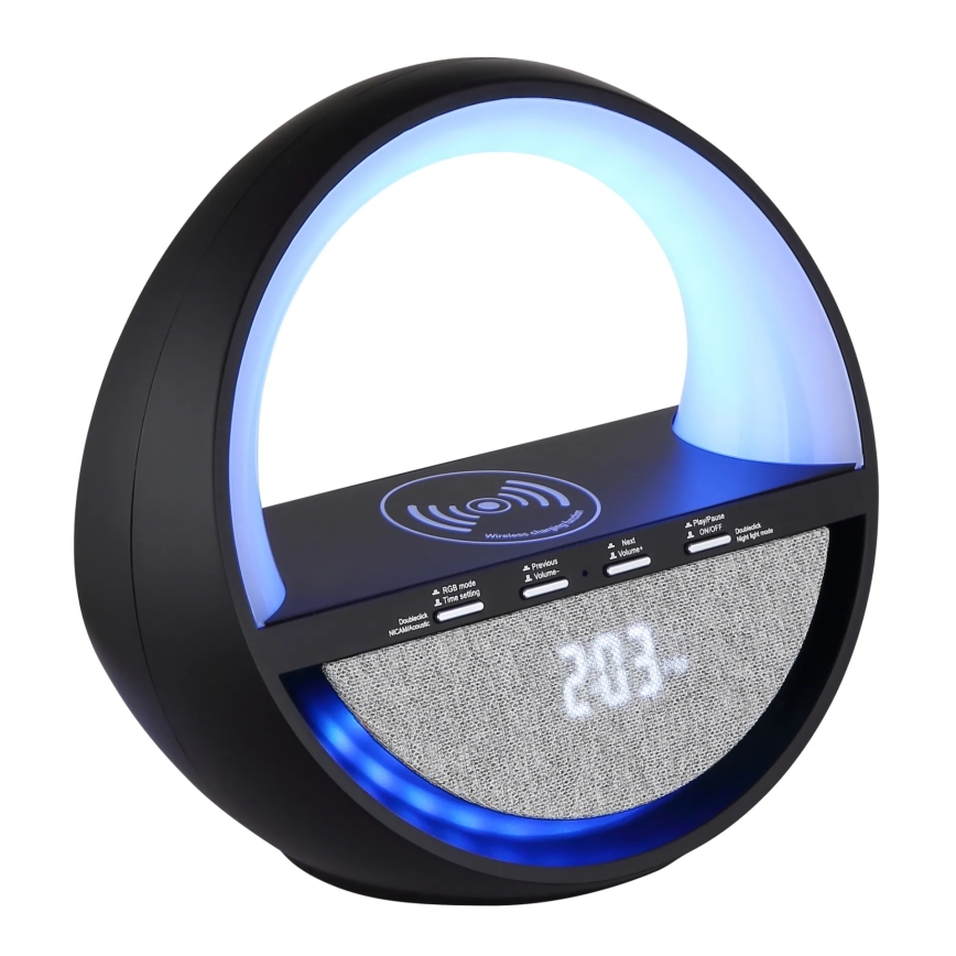 Globo - Lâmpada de mesa recarregável tátil LED RGBW com altifalante e carregamento sem fios QI LED/3,5W/5V 1800 mAh