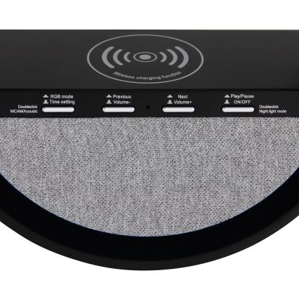 Globo - Lâmpada de mesa recarregável tátil LED RGBW com altifalante e carregamento sem fios QI LED/3,5W/5V 1800 mAh
