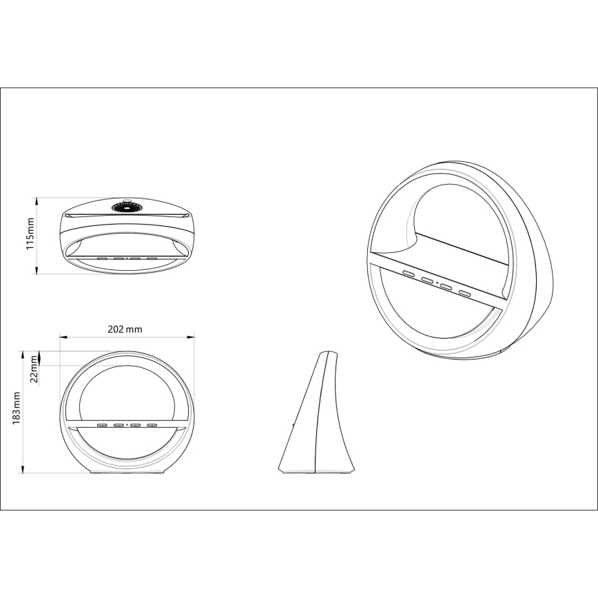 Globo - Lâmpada de mesa recarregável tátil LED RGBW com altifalante e carregamento sem fios QI LED/3,5W/5V 1800 mAh