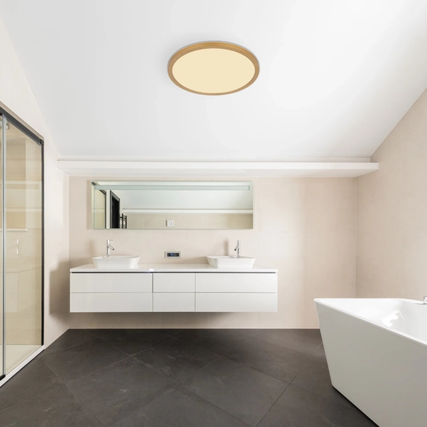 Globo - Iluminação de teto para casa de banho LED com regulação LED/24W/230V 3000K IP44 diâmetro 42 cm latão