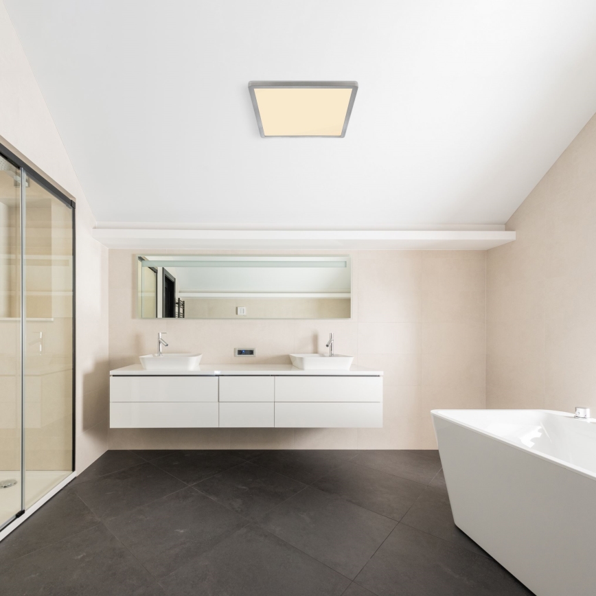 Globo - Iluminação de teto para casa de banho LED com regulação LED/18W/230V 29,4x29,4 cm IP44 cromado mate