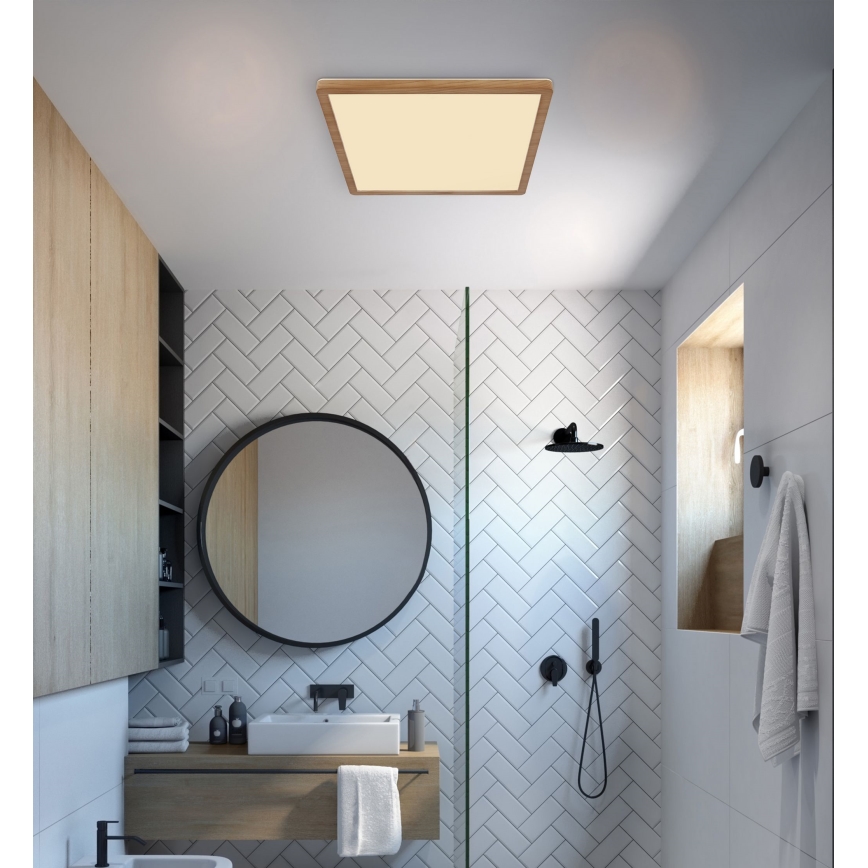 Globo - Iluminação de teto de casa de banho LED com regulação LED/18W/230V 29,4x29,4 cm IP44 castanho