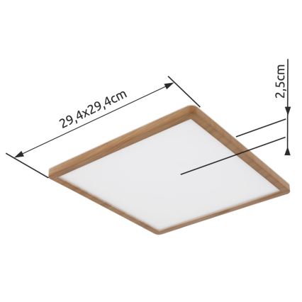 Globo - Iluminação de teto de casa de banho LED com regulação LED/18W/230V 29,4x29,4 cm IP44 castanho