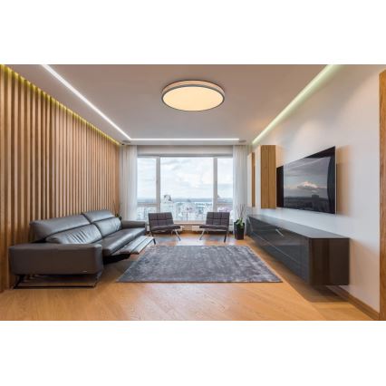 Globo - Iluminação de teto LED com regulação LED/40W/230V 2700-6500K diâmetro 60 cm + comando castanho/cinzento