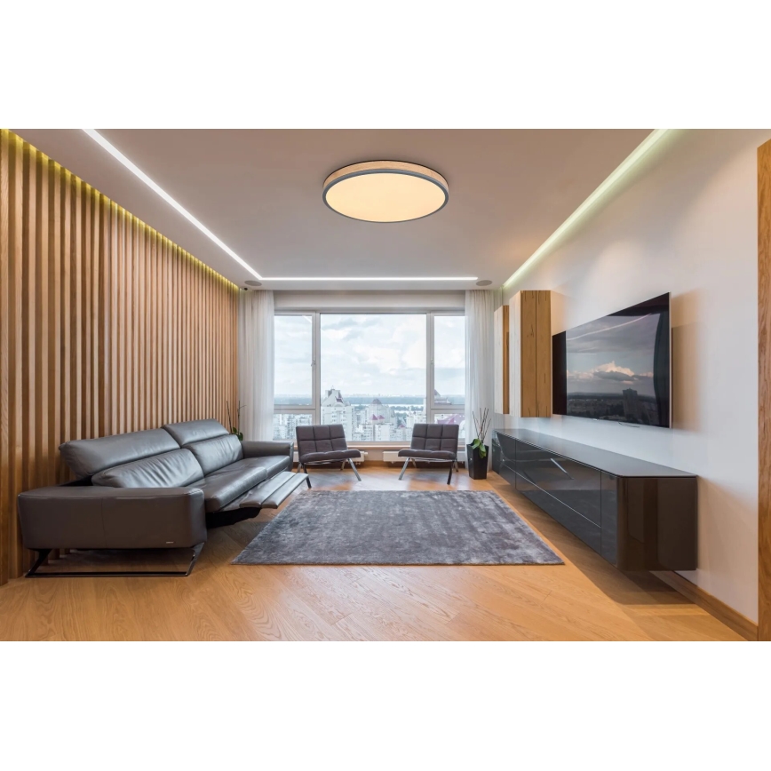 Globo - Iluminação de teto LED com regulação LED/40W/230V 2700-6500K diâmetro 60 cm + comando castanho/cinzento