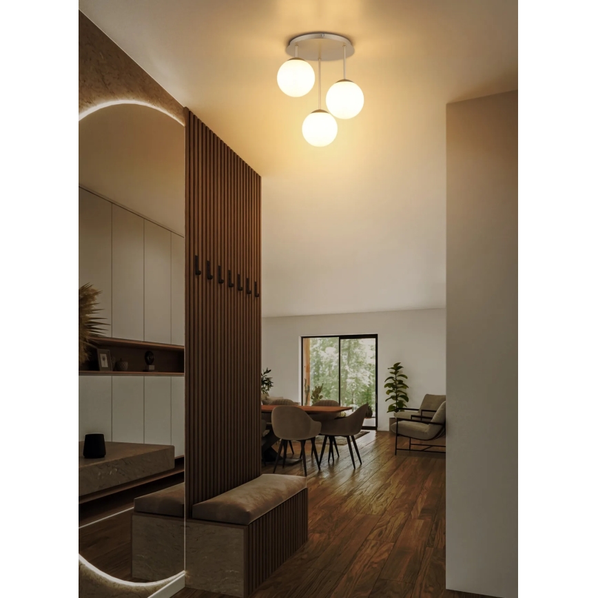 Globo - Lustre de tecto montado em superfície 3xE14/25W/230V latão