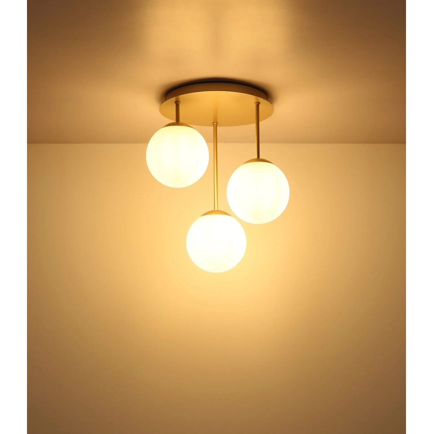Globo - Lustre de tecto montado em superfície 3xE14/25W/230V latão