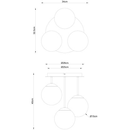 Globo - Lustre de tecto montado em superfície 3xE14/25W/230V latão